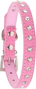 img 3 attached to 🐶 Adjustable PU Leather Dog Collar for Small Dogs with Rhinestones, Personalized Pink Female Dog Collar - Small Pet Dog Collars