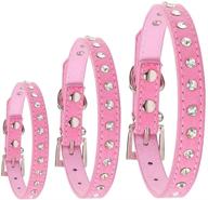 🐶 adjustable pu leather dog collar for small dogs with rhinestones, personalized pink female dog collar - small pet dog collars logo