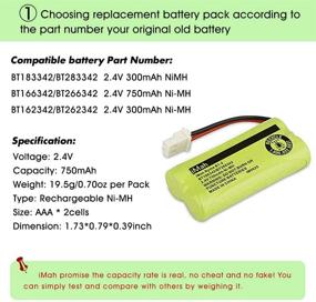 img 3 attached to 🔋 iMah BT166342/BT266342 2.4V 750mAh Ni-MH Battery - Compatible with VTech Cordless Phones & Baby Monitors - 4-Pack