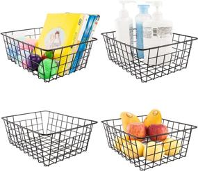 img 3 attached to 📦 Organize with Style: 4-Pack Performance Iron Storage Baskets for Home, Office, Kitchen, and Bathroom