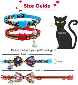 img 3 attached to 🐱 2-Pack Pohshido Cat Collar with Bow Tie and Bell, Breakaway Space and Dinosaur Collar for Male and Female Kitties, Boys, and Girls