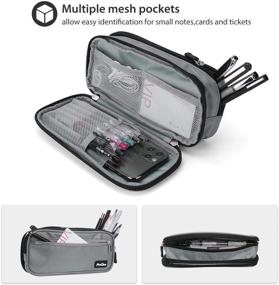 img 1 attached to 🖍️ Grey Pencil Case Pen Bag - ProCase Two Layers Big Capacity Pencil Pouch Pen Organizer for Marker Organization, Durable Stationery Holder for School Supplies, Office Storage, and Desk Organizing