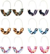 👂 stylish and lightweight smalllove acrylic earrings: leopard u shape geometric resin hoop set for women and girls, bohemian statement mottled drop dangle studs logo