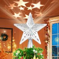 hueliv christmas star tree topper - led rotating warm color star projector lights, 3d glitter hollow star - xmas tree decorations gift for kids & friends logo