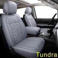 tundra seat covers full set fit for 2006-2021 crew cab/ crewmax/ double cab with waterproof faux leather (gray) logo
