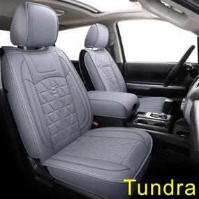 img 4 attached to Tundra Seat Covers Full Set Fit For 2006-2021 Crew Cab/ Crewmax/ Double Cab With Waterproof Faux Leather (Gray)