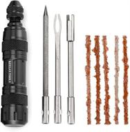 keegan tools tubeless bike tire repair kit: ideal for mountain and road bike punctures. complete with canister, reamer, plug fork, valve stem core remover, and 5 plugs/bacon strips logo