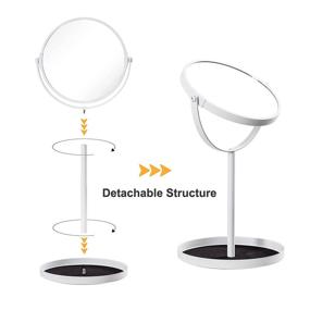 img 1 attached to 💄 Ettori Makeup Mirror: Dual Sided Vanity Mirror - 1X and 5X Magnification, 360 Swivel, Round Design, No Light, White Finish