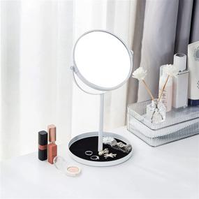 img 3 attached to 💄 Ettori Makeup Mirror: Dual Sided Vanity Mirror - 1X and 5X Magnification, 360 Swivel, Round Design, No Light, White Finish