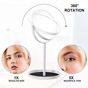 img 2 attached to 💄 Ettori Makeup Mirror: Dual Sided Vanity Mirror - 1X and 5X Magnification, 360 Swivel, Round Design, No Light, White Finish