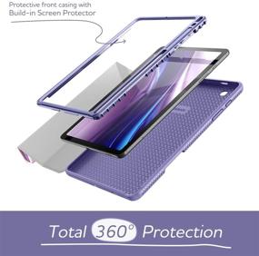 img 3 attached to 📱 SURITCH Samsung Galaxy Tab S6 Lite Cover - 10.4" [Full Body Smart Cover] Lightweight Leather Case with Built-in Screen Protector, Pencil Holder, Auto Sleep/Wake, Magnetic Trifold Stand - Purple Marble Design