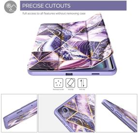 img 1 attached to 📱 SURITCH Samsung Galaxy Tab S6 Lite Cover - 10.4" [Full Body Smart Cover] Lightweight Leather Case with Built-in Screen Protector, Pencil Holder, Auto Sleep/Wake, Magnetic Trifold Stand - Purple Marble Design