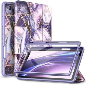 img 4 attached to 📱 SURITCH Samsung Galaxy Tab S6 Lite Cover - 10.4" [Full Body Smart Cover] Lightweight Leather Case with Built-in Screen Protector, Pencil Holder, Auto Sleep/Wake, Magnetic Trifold Stand - Purple Marble Design