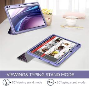 img 2 attached to 📱 SURITCH Samsung Galaxy Tab S6 Lite Cover - 10.4" [Full Body Smart Cover] Lightweight Leather Case with Built-in Screen Protector, Pencil Holder, Auto Sleep/Wake, Magnetic Trifold Stand - Purple Marble Design