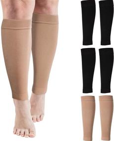 img 4 attached to XXL Wide Plus Size Calf Compression Socks for Circulation - 3 Pairs, 20 Inches, 20 - 30 mmHg Calf Muscle Compression Sleeves for Long Legs - Women Men