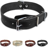 premium genuine leather dog collar – classic & heavy duty design for large dogs logo