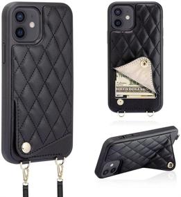 img 3 attached to 👜 JLFCH Quilted Leather Purse with Card Holder Wrist Strap Lanyard - Black | iPhone 12 Wallet Case for Women, iPhone 12 Pro Crossbody Wallet Case, iPhone 12 Pro (2020) 6.1 inch Protective Cover