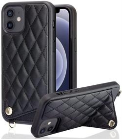 img 2 attached to 👜 JLFCH Quilted Leather Purse with Card Holder Wrist Strap Lanyard - Black | iPhone 12 Wallet Case for Women, iPhone 12 Pro Crossbody Wallet Case, iPhone 12 Pro (2020) 6.1 inch Protective Cover