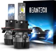 💡 beamtech h13 led bulbs, 10000lm 60w 6500k 9008 conversion kit with small size heat sink base, ultra bright csp chips, xenon white replacement for halogen logo