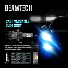 img 1 attached to 💡 BEAMTECH H13 LED Bulbs, 10000LM 60W 6500K 9008 Conversion Kit with Small Size Heat Sink Base, Ultra Bright CSP Chips, Xenon White Replacement for Halogen