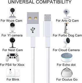 img 2 attached to 🔌 26FT Power Extension Cable 3 Pack for Wyze Cam, Kasa Cam, YI Dome Home & More - Charging Data Sync Micro USB Cord for Multiple Brands