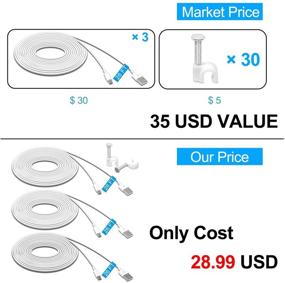 img 3 attached to 🔌 26FT Power Extension Cable 3 Pack for Wyze Cam, Kasa Cam, YI Dome Home & More - Charging Data Sync Micro USB Cord for Multiple Brands