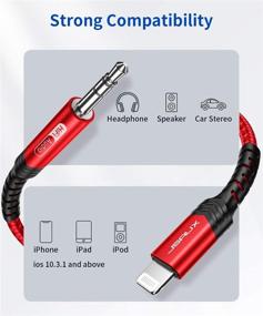 img 3 attached to JSAUX 6FT Apple Mfi Certified Lightning to 3.5mm Audio Cable for iPhone 13/13 Pro/13 Pro Max/12/12 Pro/12 Pro Max/11/11 Pro Max/X/XS/XR/8 - Red, iPhone Headphones Jack Lightning Aux Cord