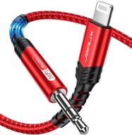 jsaux 6ft apple mfi certified lightning to 3.5mm audio cable for iphone 13/13 pro/13 pro max/12/12 pro/12 pro max/11/11 pro max/x/xs/xr/8 - red, iphone headphones jack lightning aux cord logo