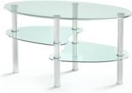 🏢 nidouillet 3 tier tempered glass table: elegant oval-shaped coffee table with stainless steel legs - perfect for living room décor and home furniture логотип