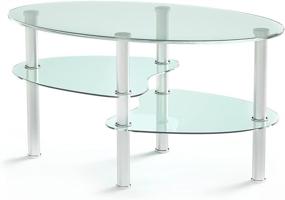 img 4 attached to 🏢 Nidouillet 3 Tier Tempered Glass Table: Elegant Oval-Shaped Coffee Table with Stainless Steel Legs - Perfect for Living Room Décor and Home Furniture