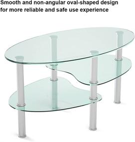 img 2 attached to 🏢 Nidouillet 3 Tier Tempered Glass Table: Elegant Oval-Shaped Coffee Table with Stainless Steel Legs - Perfect for Living Room Décor and Home Furniture