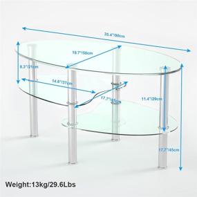 img 3 attached to 🏢 Nidouillet 3 Tier Tempered Glass Table: Elegant Oval-Shaped Coffee Table with Stainless Steel Legs - Perfect for Living Room Décor and Home Furniture