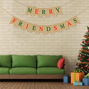 img 1 attached to 🎄 Рустический Джутовый Декоративный Баннер "Friendsmas Merry" из Бурлапа - Рождественская гирлянда для вечеринки с друзьями для украшения камина и камина