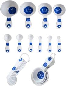 img 1 attached to 🥄 Chef Craft 10 Piece Spoon and Measuring Cup Set - White & Blue, Silver