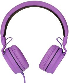 img 3 attached to 🎧 Rockpapa 950 Stereo Lightweight Foldable Headphones with Mic for Cellphones Tablets Laptops - Black Purple, Adjustable Headband, 3.5mm Jack