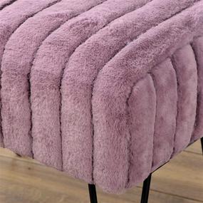 img 2 attached to 🪑 Purple Ottoman Bench: Ultra-plush Super Mink Faux Fur, Versatile Home Decor Foot Rest Stool for Living Room, Bedroom & Entryway