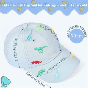 img 3 attached to 🦖 Fun and Adjustable Kids Dinosaur Baseball Caps - Set of 4