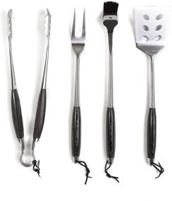 img 4 attached to Schmidt Brothers BBQ Ash Grill Set: 4-Piece Full-Forged Stainless Steel Utensils with Wood Handles - Spatula, Fork, Brush, and Tongs