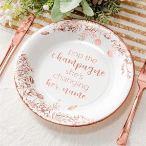 img 2 attached to 🌹 Crisky Rose Gold Bridal Shower Disposable Plates - 50 Count, 9 inches - Engagement, Bachelorette, Miss to Mrs Party Table Decorations for Dessert, Buffet, Cake, Lunch, Dinner - Disposable Party Plates