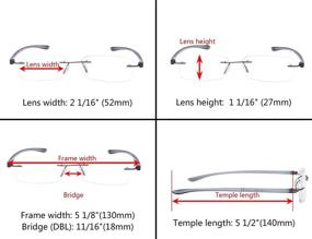 img 2 attached to 👓 7-Pack Rimless Reading Glasses: Trendy Unisex Readers with Small Lenses