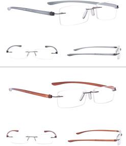 img 3 attached to 👓 7-Pack Rimless Reading Glasses: Trendy Unisex Readers with Small Lenses