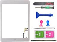 📱 premium black touchscreen replacement kit for apple ipad air: front touch panel digitizer + home button & flex cable + adhesive tape assembly (includes slypry tool kit in white) logo