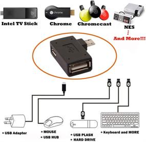 img 2 attached to 🔌 AuviPal 2-в-1 питаемый адаптер Micro USB в USB OTG углом 90 градусов - 2 штуки: Совместим с FireStick, S/NES Classic Mini, Sega Genesis и другими