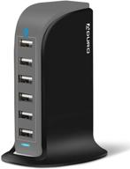 aduro 40w 6-port usb desktop charging station hub wall charger for iphone ipad tablets smartphones with smart flow (black/grey) logo