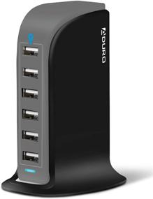 img 4 attached to Aduro 40W 6-Port USB Desktop Charging Station Hub Wall Charger For IPhone IPad Tablets Smartphones With Smart Flow (Black/Grey)