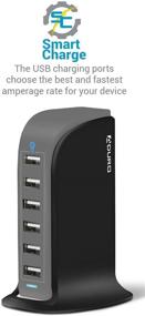 img 1 attached to Aduro 40W 6-Port USB Desktop Charging Station Hub Wall Charger For IPhone IPad Tablets Smartphones With Smart Flow (Black/Grey)