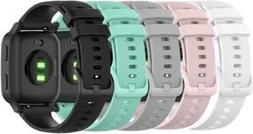 img 4 attached to Bands Compatible With Garmin Venu/Venu Sq/Venu Sq Music Band Silicone Quick Release Straps 20MM Replacement Wristband (Black/Teal/Pink/White/Gray)