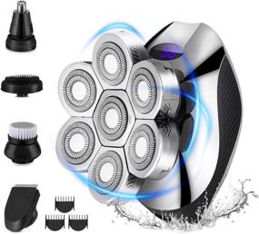 img 4 attached to 🪒 Susenc 7D Head Shavers: Waterproof Electric Razor Kit for Bald Men with 5-in-1 Grooming Functionality, Wet Dry Beard Trimmer, Hair Clippers, Nose Trimmer, Facial Cleansing & Massage Brush; LED Display