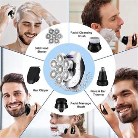 img 3 attached to 🪒 Susenc 7D Head Shavers: Waterproof Electric Razor Kit for Bald Men with 5-in-1 Grooming Functionality, Wet Dry Beard Trimmer, Hair Clippers, Nose Trimmer, Facial Cleansing & Massage Brush; LED Display