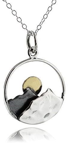 sterling silver mountain pendant necklace 로고